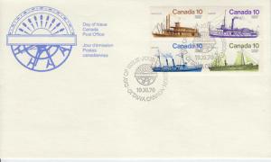 1976 Canada Inland Ships Block of 4 (Scott 700-03) FDC