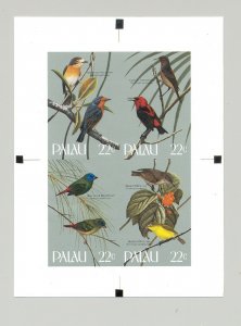 Palau #99-102 Song Birds,4v. on 1v. imperf proof m/s of 4