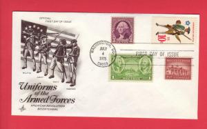 #1565 American Militia -4 Stamp combo Artcraft Cachet