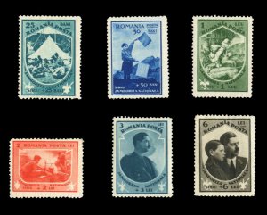 Romania #B31-36 Cat$49+ (for hinged), 1932 Boy Scouts, set of six, never hinged