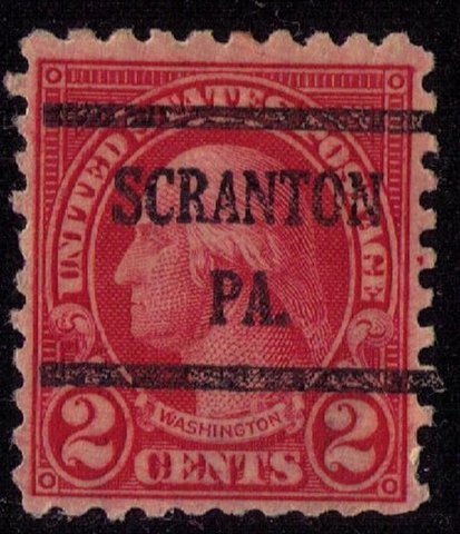 US Sc 583 Precancel Scranton PA Bright Carmine F-VF