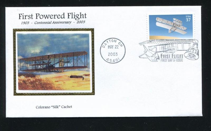 US 3783 First Flight Wright Brothers, Colorano Silk Cachet