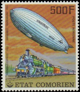 Comoro Islands #247-252, Complete Set(6), 1977, Zeppelins, Trains, Never Hinged