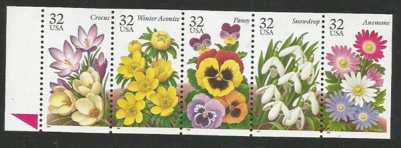 U.S. Scott #3029a Flower Stamp - Mint NF Booklet Pane