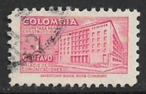 COLOMBIA 1949 1c Rose Carmine POSTAL TAX STAMP Sc RA41 VFU