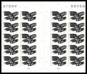 US 5620a Raven Story imperf NDC vert gutter block 20 MNH 2021