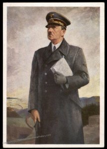 3rd Reich Germany Adolf Hitler Propaganda Bauer 8951 Color Portrait Card  100893