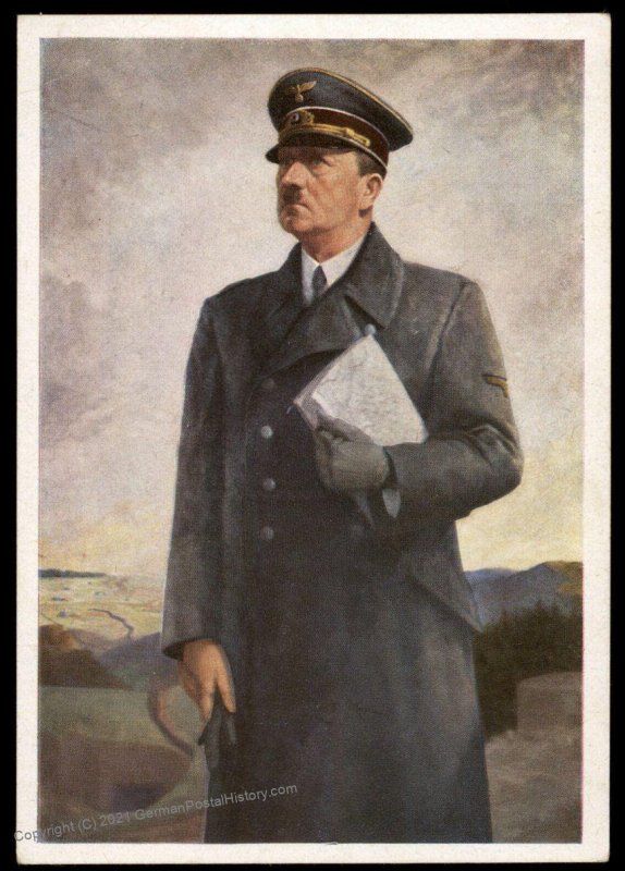 3rd Reich Germany Adolf Hitler Propaganda Bauer 8951 Color Portrait Card  100893