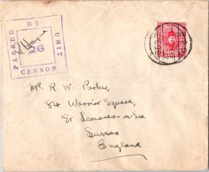 Egypt 10m King Farouk Army Post 1942 B.P.O. Egypt E3602 to St. Leonards-on-Se...