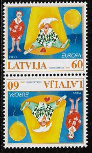 Latvia #549a MNH Tete-Beche Pair - Europa - Circus