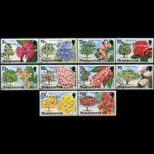 MONTSERRAT 1980 - Scott# O20-9 Flowers Opt. Set of 10 CTO