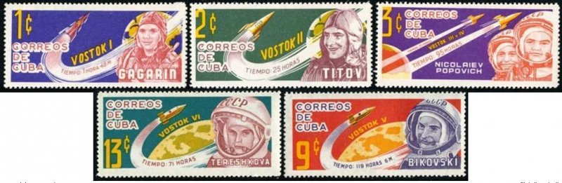Cuba Sc# 775-779  SOVIET SPACE PROGRAM  cosmonaut Cpl set of 5  1963-1964  MNH