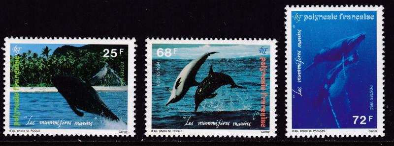 French Polynesia 1994 Whales & Dolphins Complete (3)   VF/NH