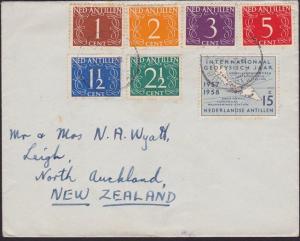 NETHERLANDS ANTILLES 1958 cover to New Zealand - nice franking..............5354