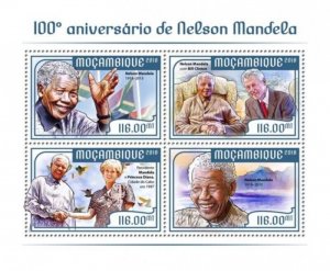 Mozambique - 2018 Nelson Mandela Anniversary - 4 Stamp Sheet - MOZ18203a2