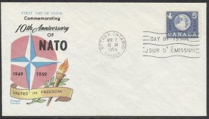 1959 #384 NATO 10th Anniversary FDC Fluegel Cachet Ottawa