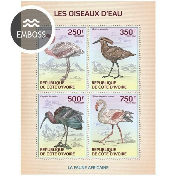 2014 IVORY COAST  MNH. WATER BIRDS. Michel Code: 1539-1542. Scott Code: 1207