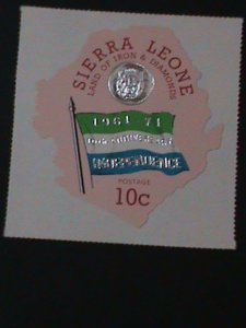 ​SIERRA LEONE-1971-SC# 418-LOVELY FLAG & LION HEAD SILVER EMBOSSED -MINT -VF