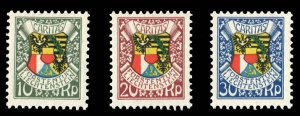 Liechtenstein #B4-6 Cat$62, 1927 Caritas, set of three, never hinged