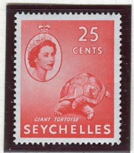 SEYCHELLES; 1954 early QEII issue fine Mint hinged 25c. value