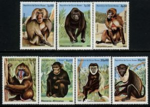 Guinea-Bissau Sc 457-63 MNH Monkeys Value $ 7.40