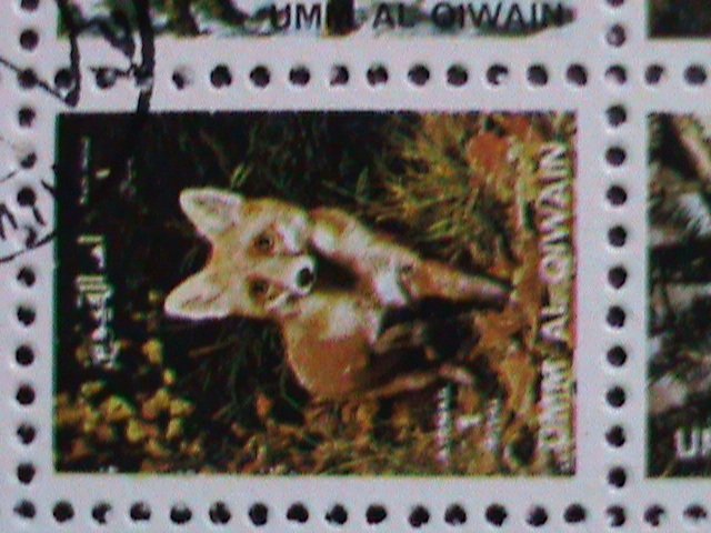 UMM AL QIWAIN-COLORFUL LOVELY WORLD WILD ANIMALS CTO MINI SHEET VERY FINE