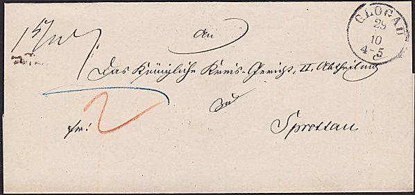 POLAND c1860 cover - folded wrapper ex GLOGAU...............................1548