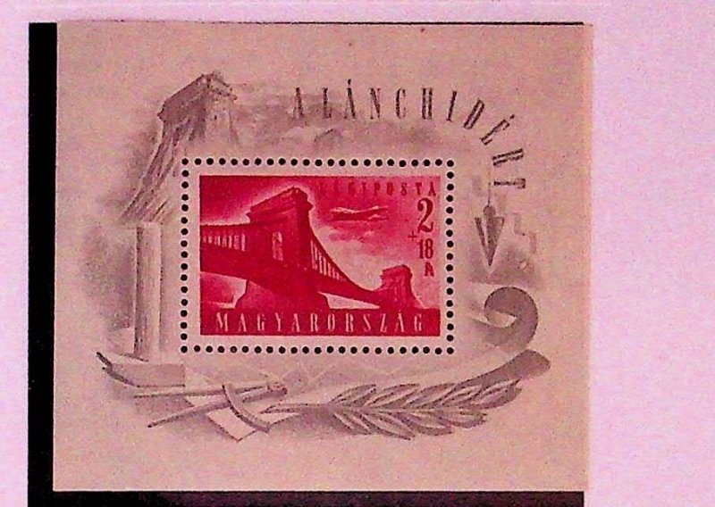 HUNGARY Sc CB1D NH SOUVENIR SHEET OF 1948 - BRIDGE - (LN25)