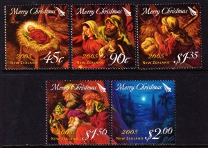 New Zealand 2005 Christmas Complete Mint MNH Set SC 2036-2040