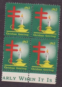 Christmas Seal from 1951 NG block of 4