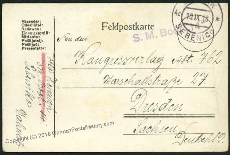 Austria WWI Navy Torpedoboat SMBoot 14 Feldpost 37167