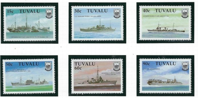 Tuvalu 543-48 MNH 1990 WWII Ships (ak1114)