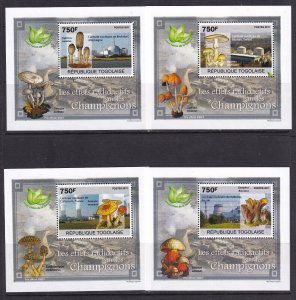 Togo 2011 Mushrooms Radioactive 4 S/Sheets Deluxe Edition MNH