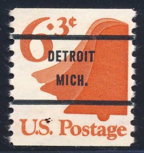 Detroit MI, 1518-71 Bureau Precancel, 6.3¢ coil Liberty Bell