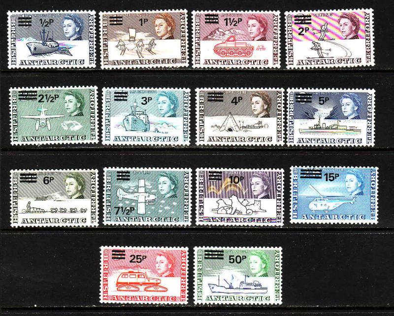 British Antarctic Territory-Sc#25-38-unused NH set-Ships-1971-