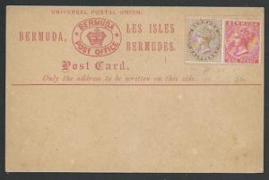 BERMUDA QV formular postcard with ½d & 1d adhesives, unused, scarce........56914