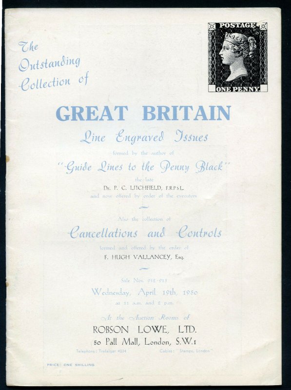 1950 Robson Lowe Outstanding Collection of Great Britain Auction Cat. (BK#26).