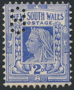 New South Wales sc# 103 - Mint - No Gum - MH - Perfin - VG/F