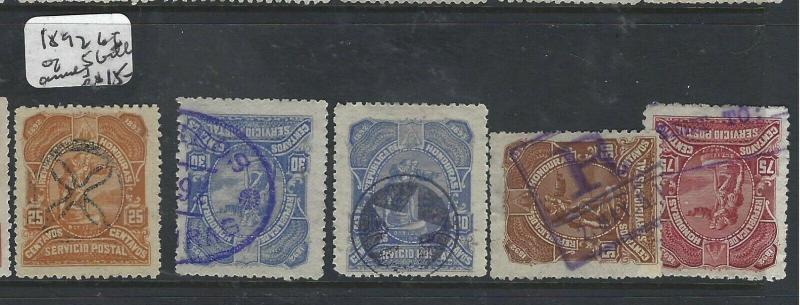 HONDURAS  (P0206B)   1892  LOT OF 5 BETTER CANCELS  VFU