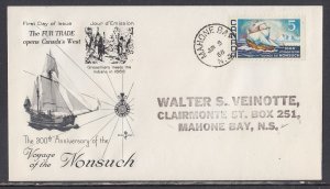 Canada Scott 482 Rose Craft FDC - Voyage of the Nonsuch