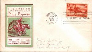 FDC 1940 SC #894 Linprint Cachet - St Joseph, Mo - Single - J4693