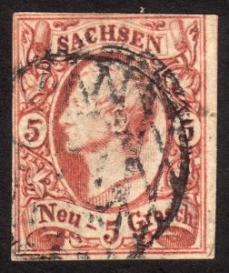 1856, Germany Saxony 5Ngr, Used, Sc 13a