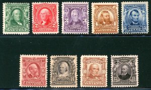 USAstamps Unused FVF US 1902 Issue Scott 300 - 308 OG MHR SCV $402