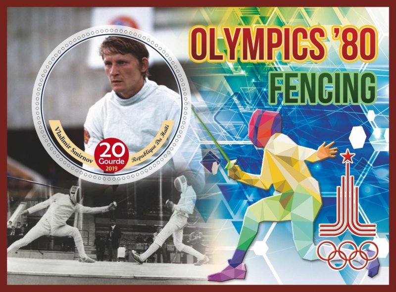 Stamps. Olympic Games 1980 in Moscow Fencing 2019 year 6 sheets perforated