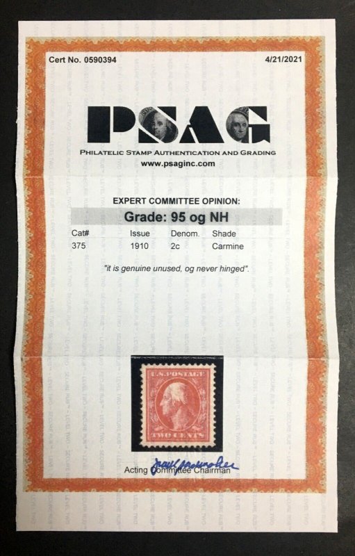 MOMEN: US STAMPS #375 MINT OG NH PSE GRADED CERT XF-SUP 95 LOT #91856