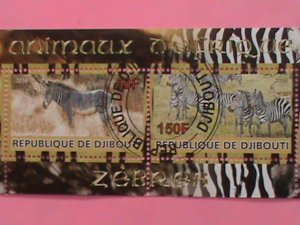 DJIBOUTI STAMP-2010- WILDLIFE- ZEBRAS CTO-MNH STAMP SHEET -RARE VERY RARE