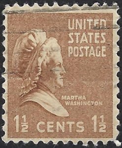 United States #805  1 1/2¢ Martha Washington. (1938). Used.