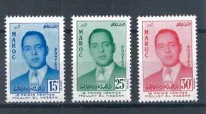 Morocco 1957 Investiture of Crown Prince Moulay el Hassan stamps. MNH. Sg 48-50