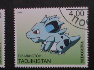 ​TAJIKISTAN -2000 LOVELY FAMPOUS POKEMON CTO FANCY POSTAL CANCEL VERY FINE