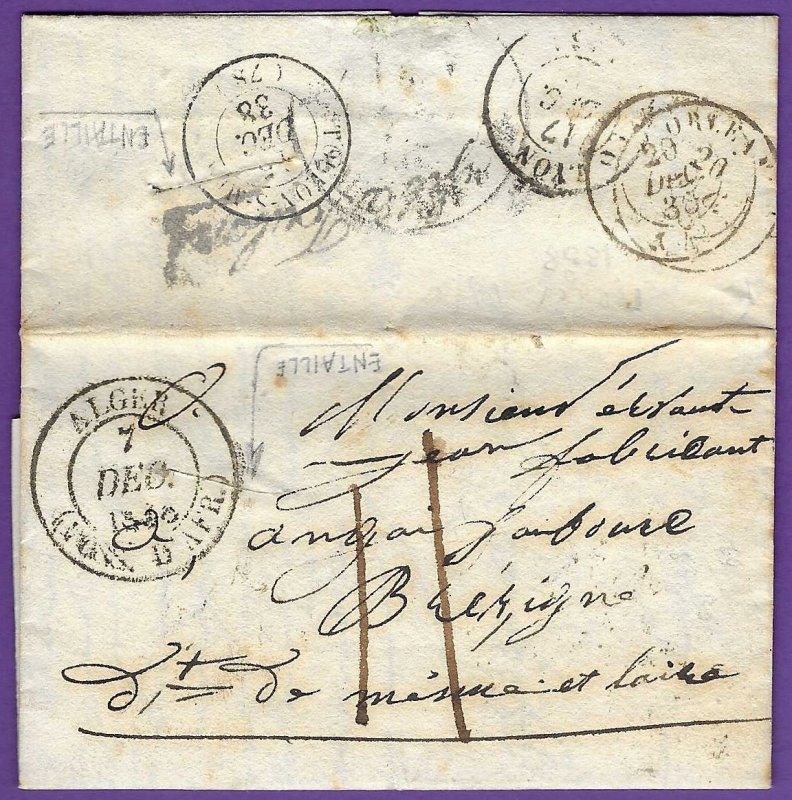 DEC 7, 1838 ALGERIA (POSS D AFR), Disinfected Mail, S/L PURIFIE A TOULON! More